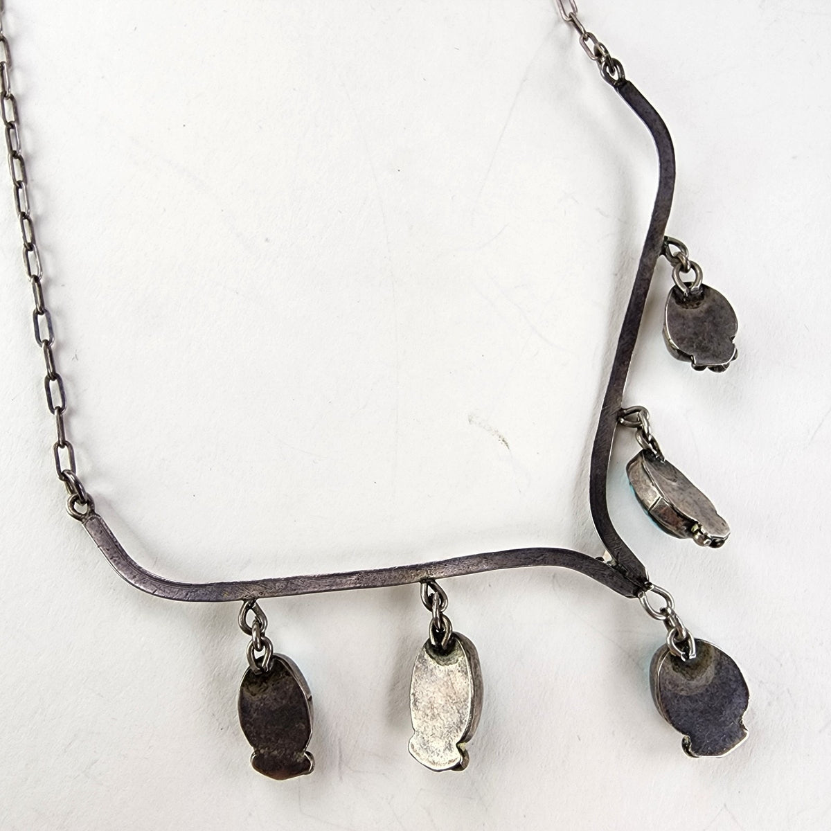 20" Turquoise Drop Native Collar Necklace Sterling Silver 925 Navajo Stamped