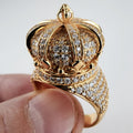 Moissanite Crown Sterling Silver 925 Ring Size 12 Gold Finish New 20g Iced Out