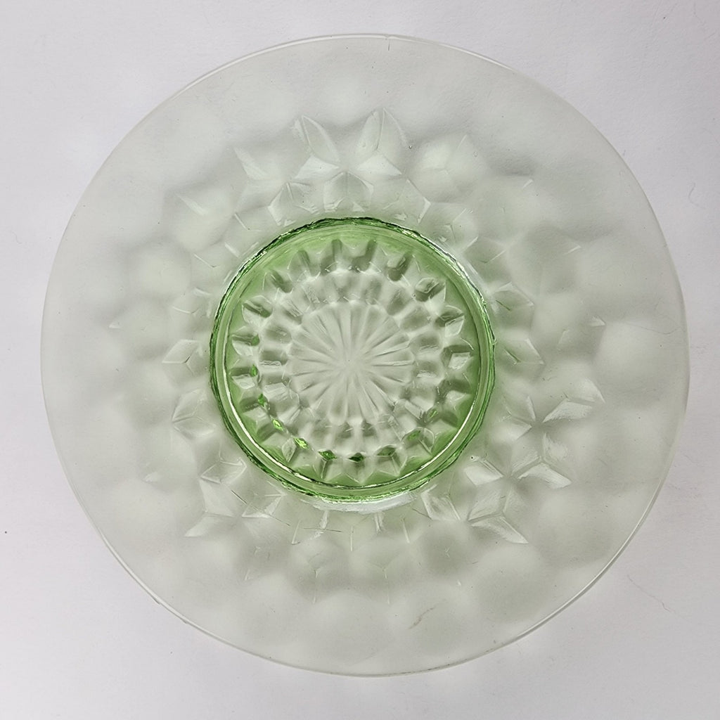 6" Block Optic UV Uranium Glow Plate Set of 4 Vintage Depression Glass