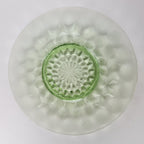6" Block Optic UV Uranium Glow Plate Set of 4 Vintage Depression Glass