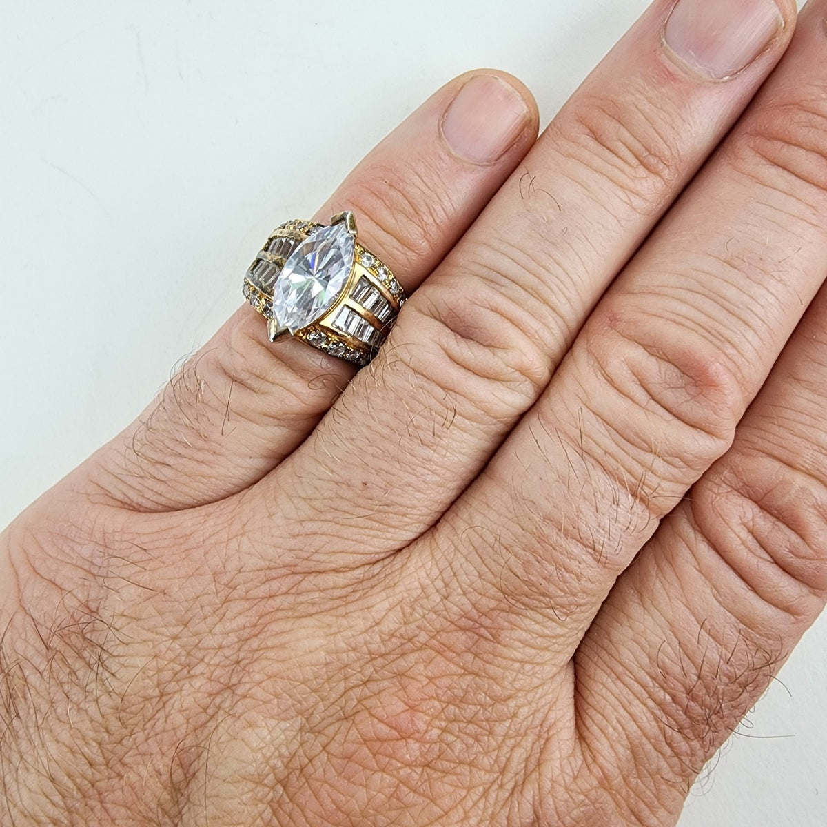Marquise & Baguette CZ Cocktail Ring Size 6 Sterling Silver 925 Vintage