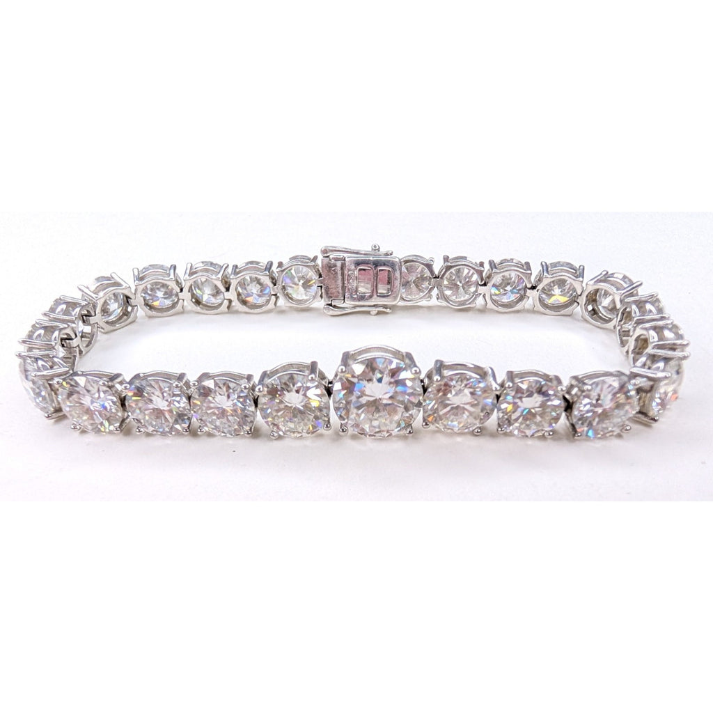 Moissanite Sterling Silver 925 Graduated Tennis Bracelet 8mm to 11mm 8.5" Length