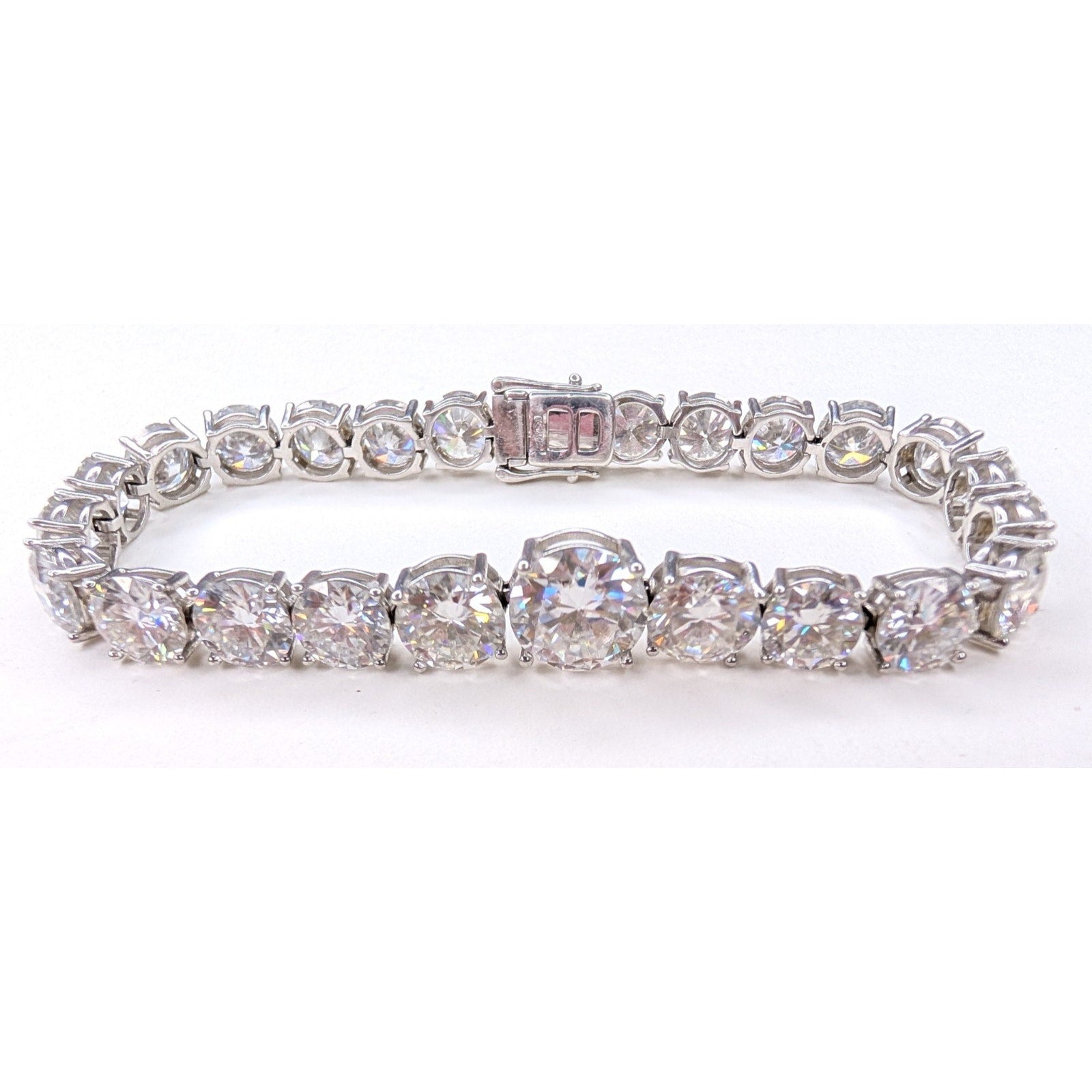 Moissanite Sterling Silver 925 Graduated Tennis Bracelet 8mm to 11mm 8.5" Length