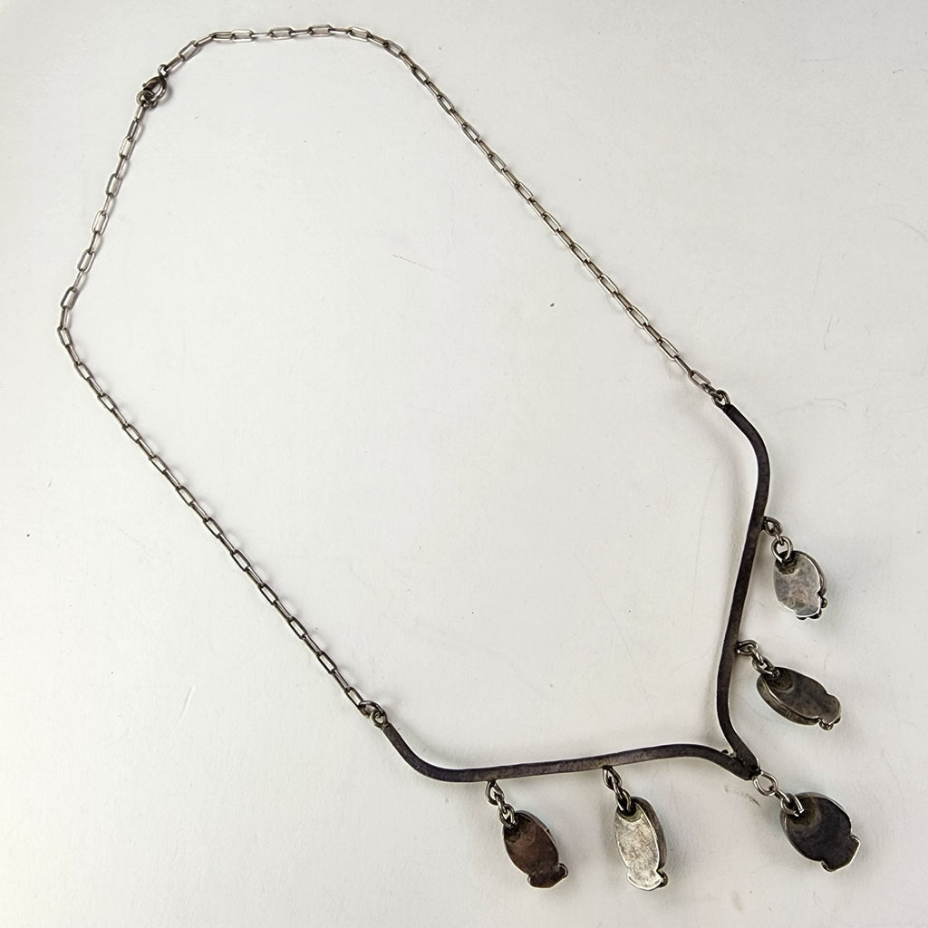 20" Turquoise Drop Native Collar Necklace Sterling Silver 925 Navajo Stamped