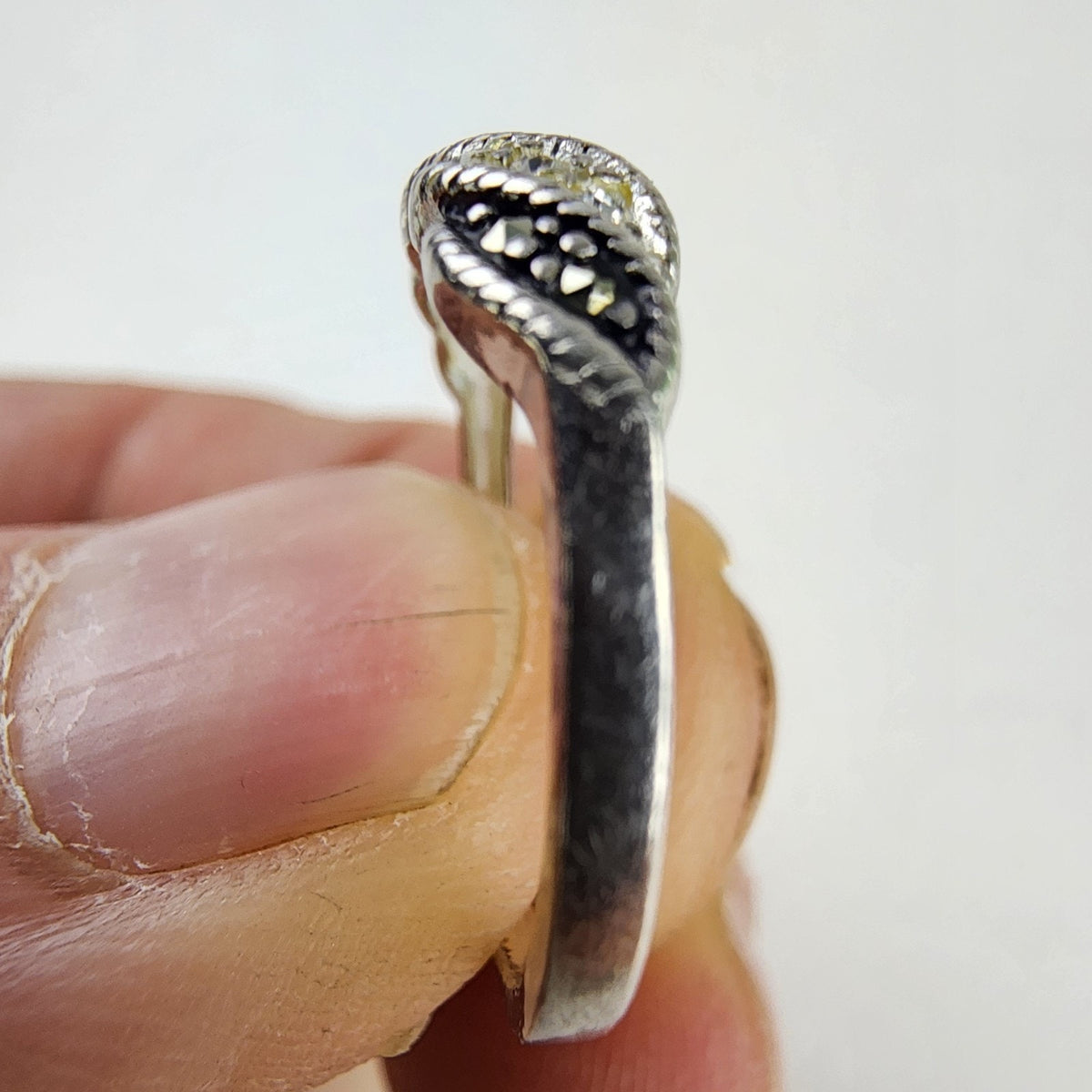 Marcasite Dual Color Sterling Silver 925 Ring Size 8 1/4 Vintage