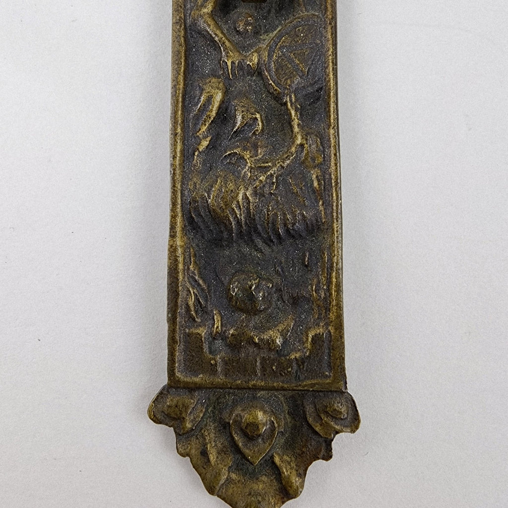 19th C European Baroque Bronze Crucifix Antique Relief Cross 7 1/2"