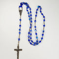 Blue Beaded Rosary Antique Christian Necklace