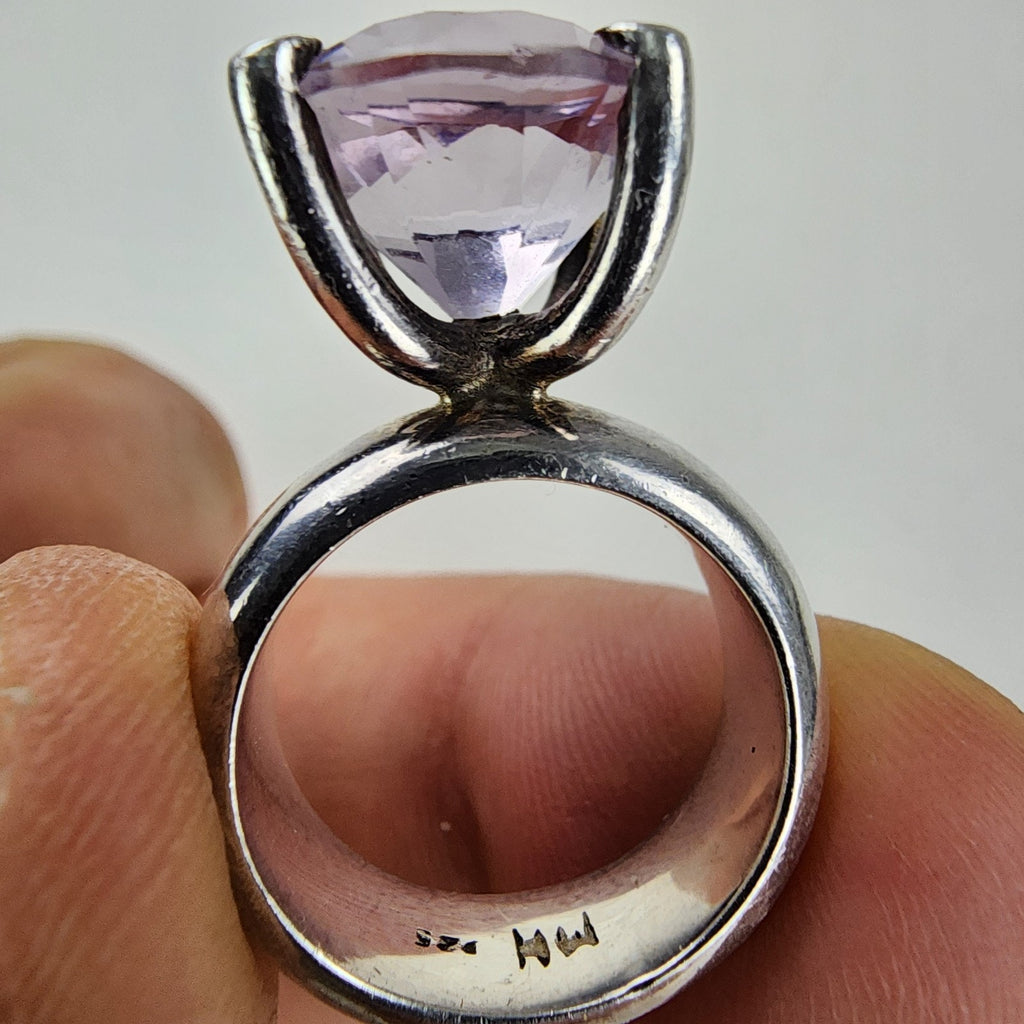 Pink Spinel Solitaire MH Designer High Set Ring Size 6 Sterling Silver 925