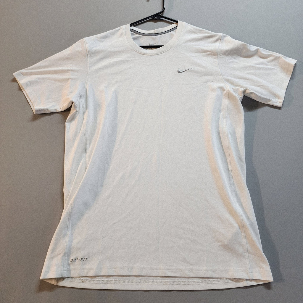 Medium Nike Running Dri-Fit T-Shirt White Vintage Mens Active Wear Short Sleeve