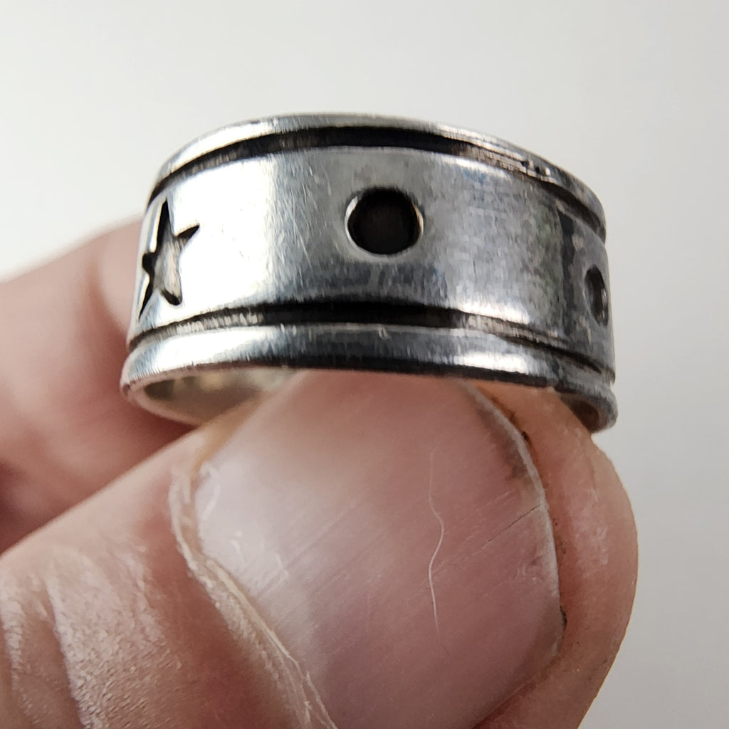 Vintage Star Band Ring Size 7 1/2 in Sterling Silver 925