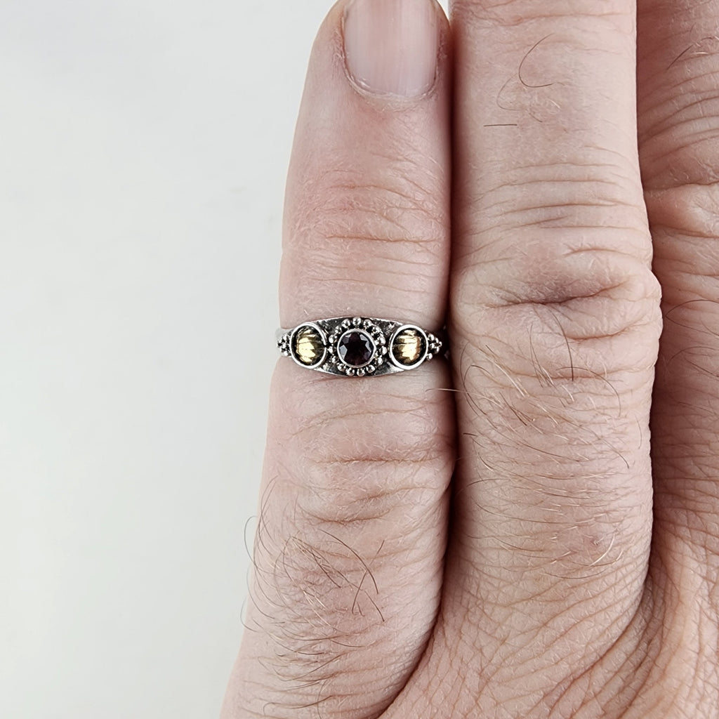 Vintage Amethyst Ring Size 5 1/4 in Sterling Silver 925 & Brass