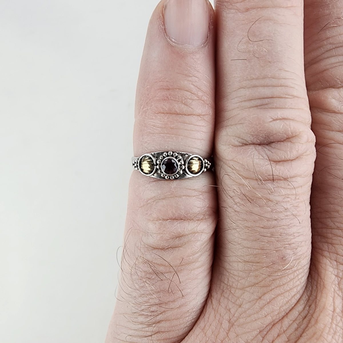 Vintage Amethyst Ring Size 5 1/4 in Sterling Silver 925 & Brass