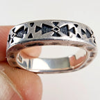 Clocks and Colors Retired Square Patterned Ring Size 7 1/2 Sterling Silver 925