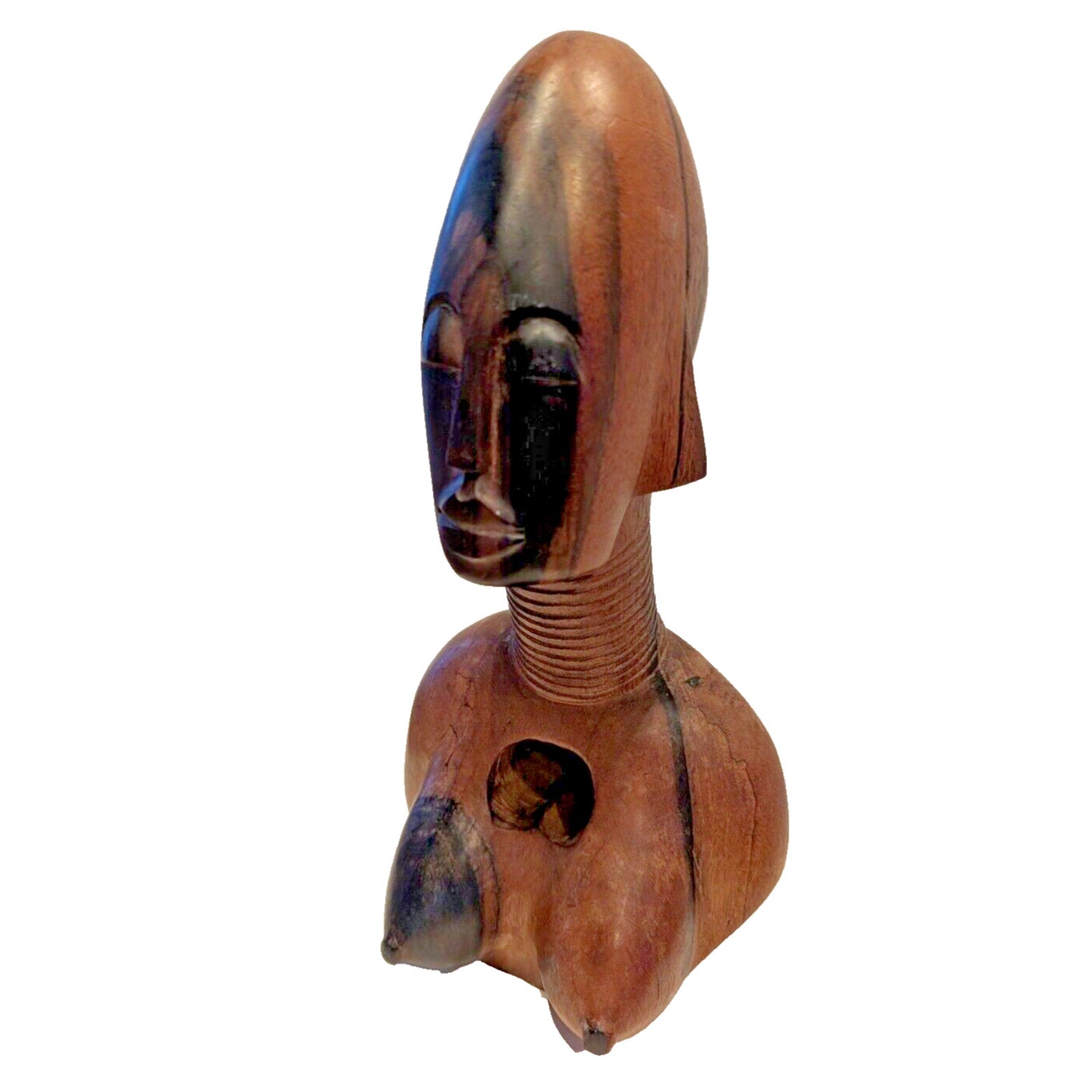 Midcentury African Carved Wood Nude Female Statue - 12" MCM Excellent Condition