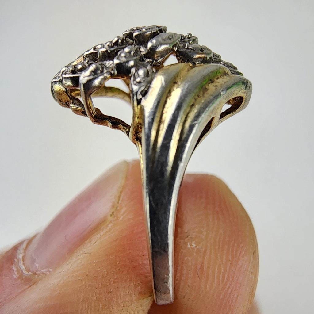 Gold Over Sterling Silver 925 Diamond Accent Cluster Bypass Ring Size 8 1/2