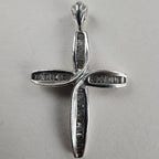 1/3ct Natural Baguette Cut Diamond Cross in Sterling Silver 925 Pendant