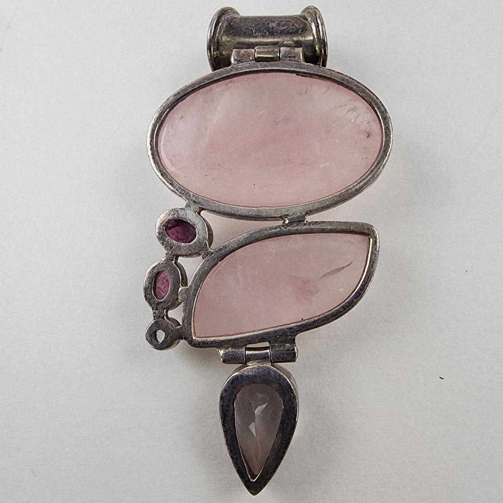 Amethyst & Rose Quartz Boho Sterling Silver 925 Pendant Vintage