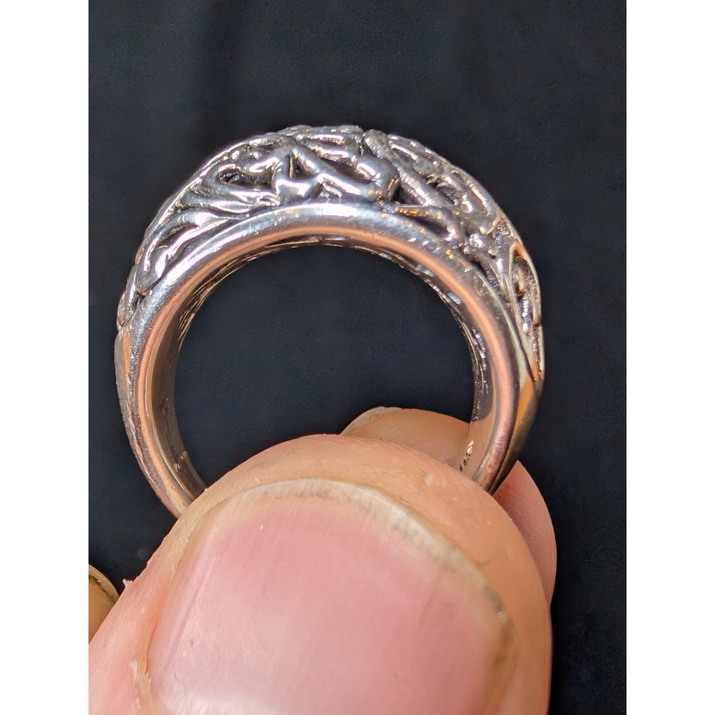 Open Filigree Scrollwork Sterling Silver 925 Ring - Size 6