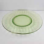 8" UV Glow Uranium Glass Plate with Gold Lip Vintage