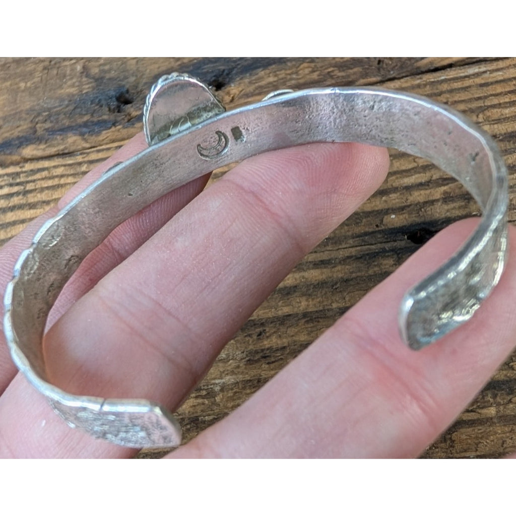 Ruben Castillo Turquoise Sterling Silver 925 Native Cuff Tufa Cast & Stamped