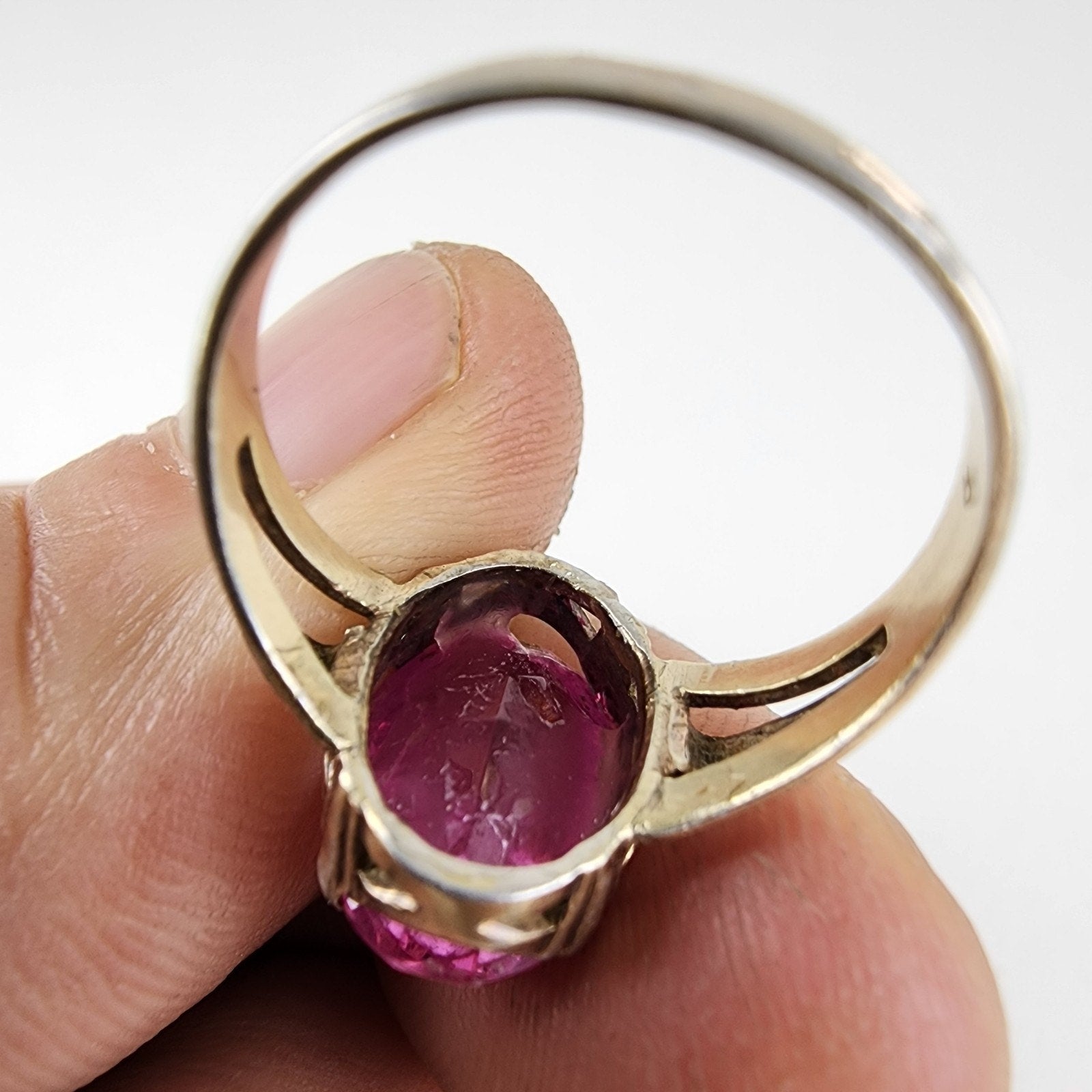 Purple Sapphire 2 Tone Gold Finish Russian Ring Size 9 Sterling Silver 875