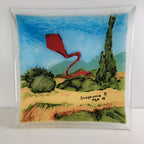 Fused Glass Plate with Red Kite by Youth Artist Stephanie P