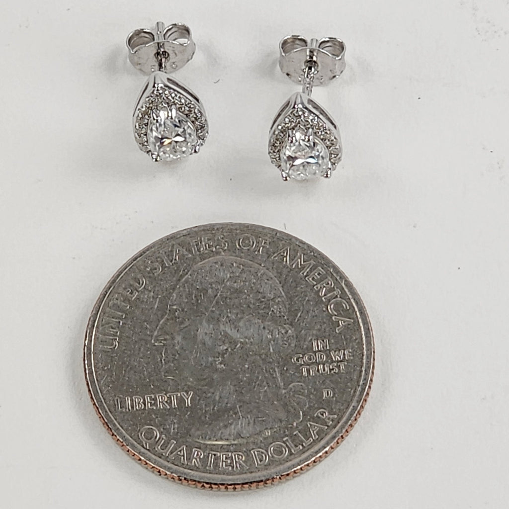 1ctw Moissanite Halo Tear Drop Stud Earrings Sterling Silver 925 New
