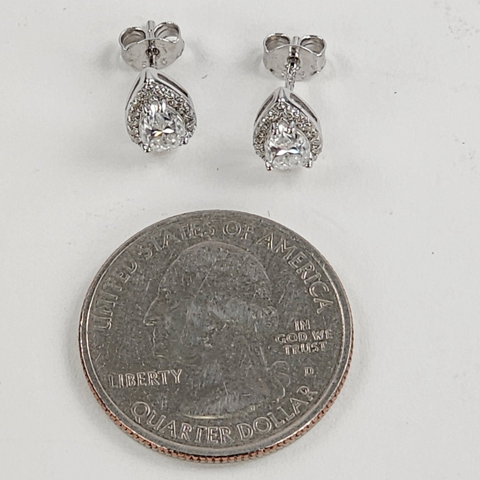 1ctw Moissanite Halo Tear Drop Stud Earrings Sterling Silver 925 New