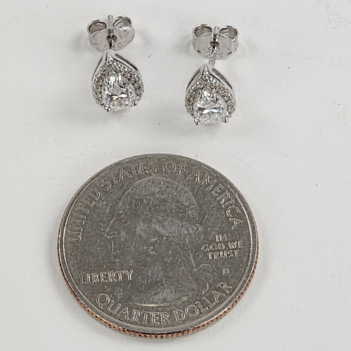 1ctw Moissanite Halo Tear Drop Stud Earrings Sterling Silver 925 New