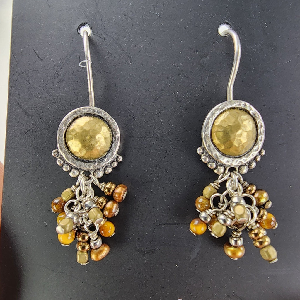 Silpada Beaded Shield Earrings Sterling Silver 925 & Brass Vintage