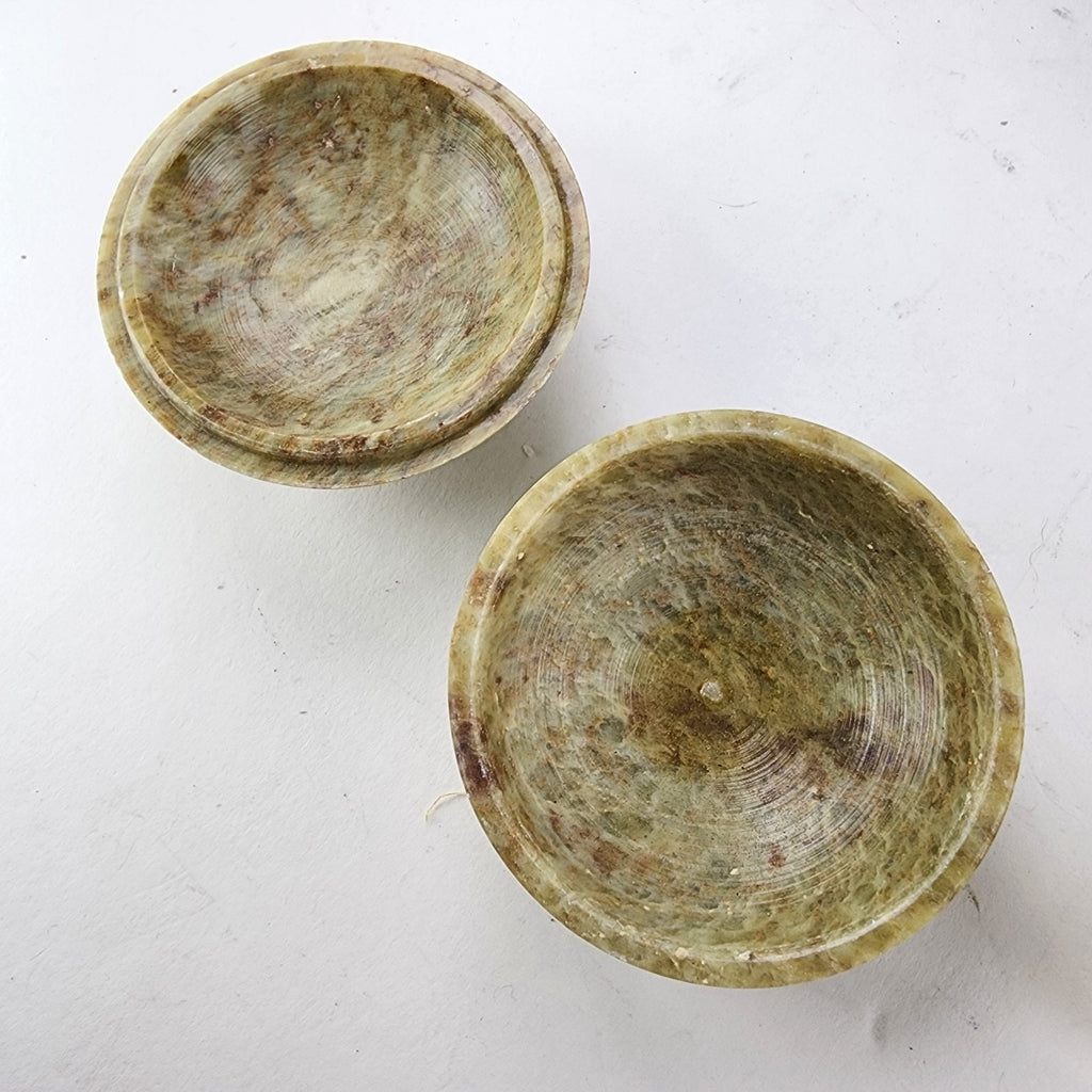 Soapstone Lidded Container Hand Carved Vintage Trinket Box Container