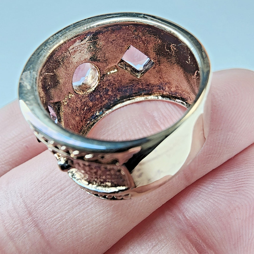 Textured Amethyst Band Ring Size 7 Sterling Silver 925