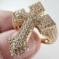 Moissanite Cross Ring Size 11 1/4 Gold Over Sterling Silver 925 New Iced Out