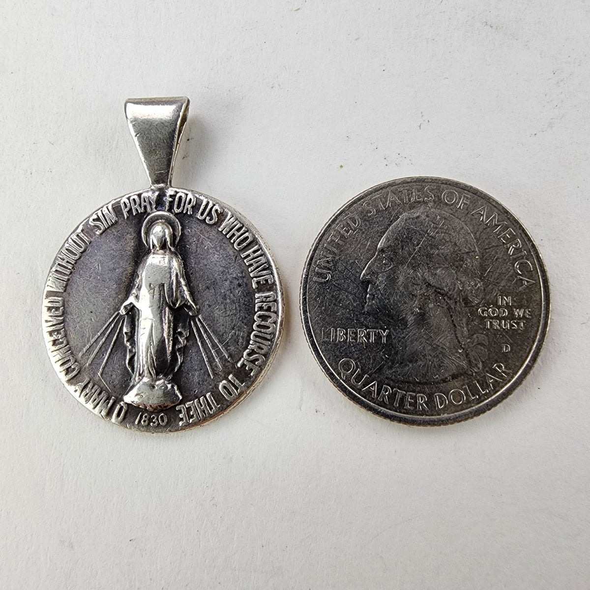 Catholic Sterling Silver 925 Miraculous Medal Vintage 1830 Jesus