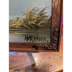 Duck Painting signed Hartman Mid Century Framed Acrylic on Panel 9" x 11"