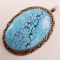 Native Turquoise Stamped Pendant Sterling Silver 925 Vintage