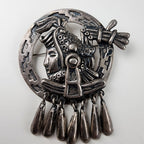 Early Taxco Articulated Pendant Sterling Silver 925 Aztec Emperor Cuauhtemoc