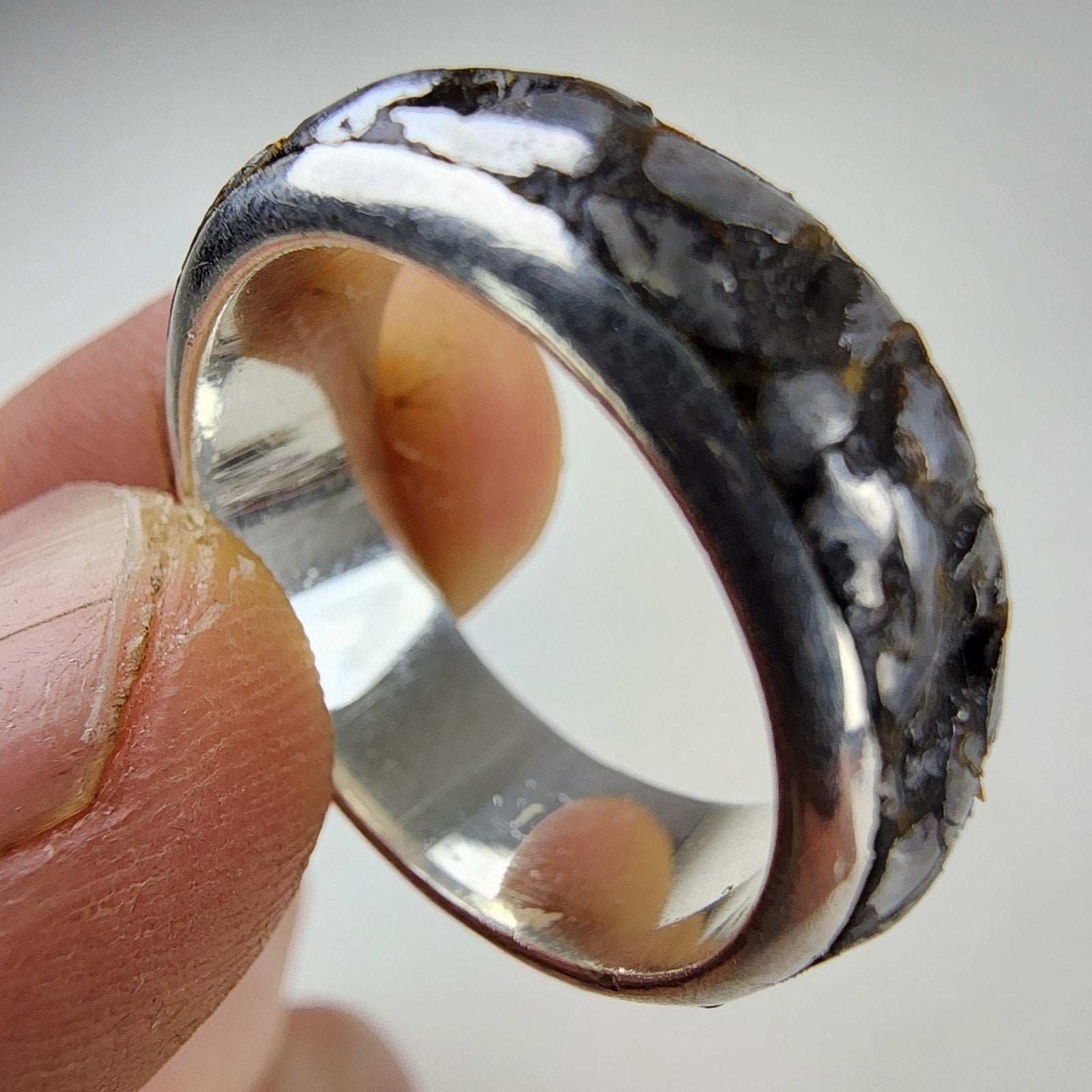 Campo de Cielo Meteorite Band Ring Size 10 1/2 by Starborn Sterling Silver 925
