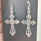 Celtic Cross Sterling Silver 925 Fish Hook Dangle Earrings