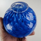 5" Hand Blown Blue Glass Float Cobalt Color with Stand