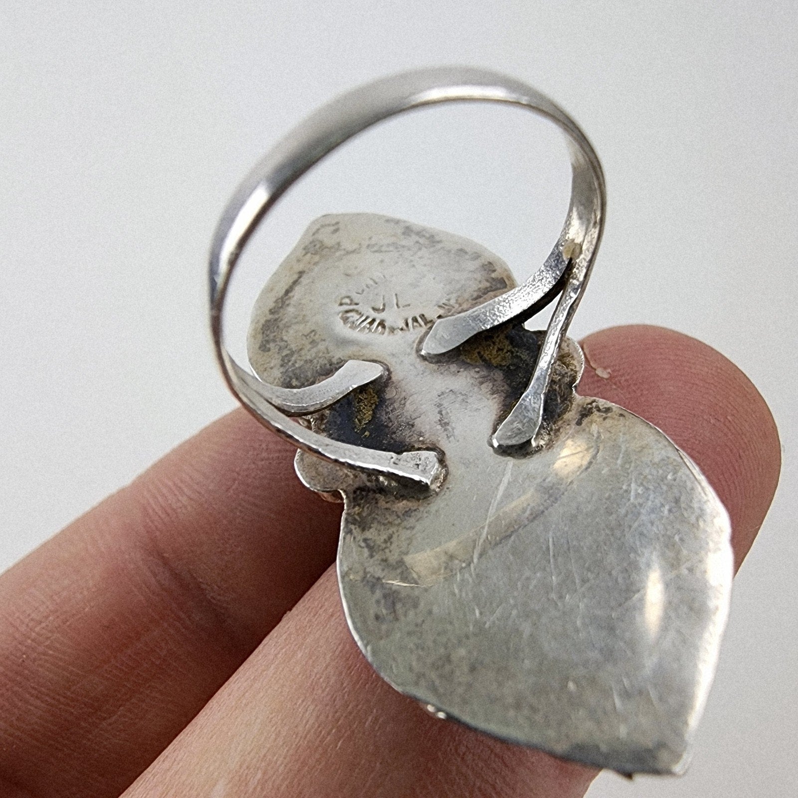 Tigers Eye Mother of Pearl Mexico Ring Size 7 3/4 Sterling Silver 925 Vintage