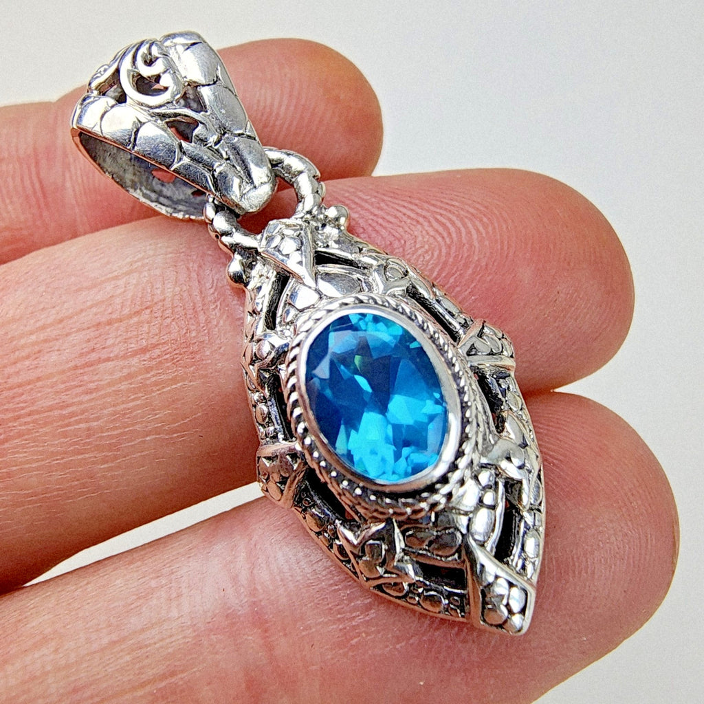 Designer Topaz Pendant and Bracelet Set by Sarda Sterling Silver 925 Vintage