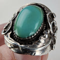 Native Turquoise Ring Size 9 Sterling Silver 925 Vintage Signed HR