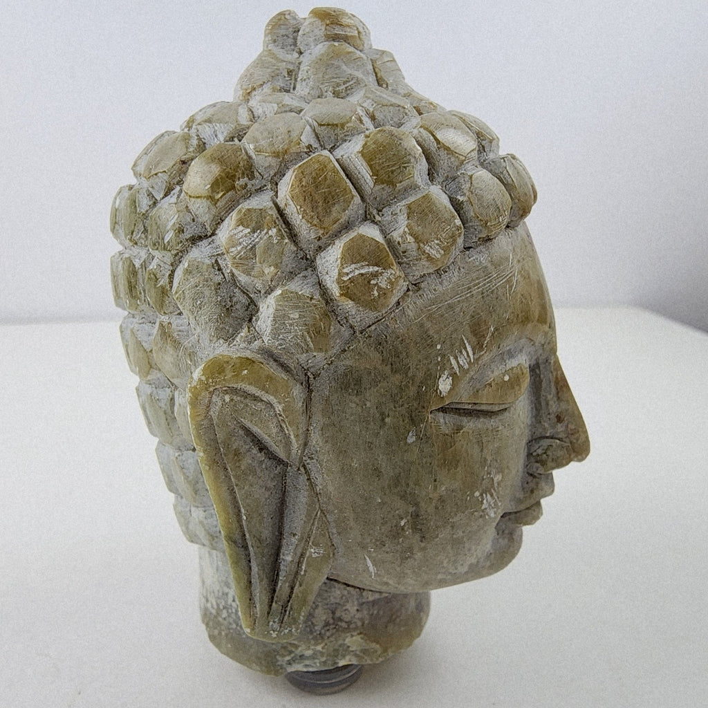 Soapstone Buddha Head Stone Carving India Vintage Tan Stone