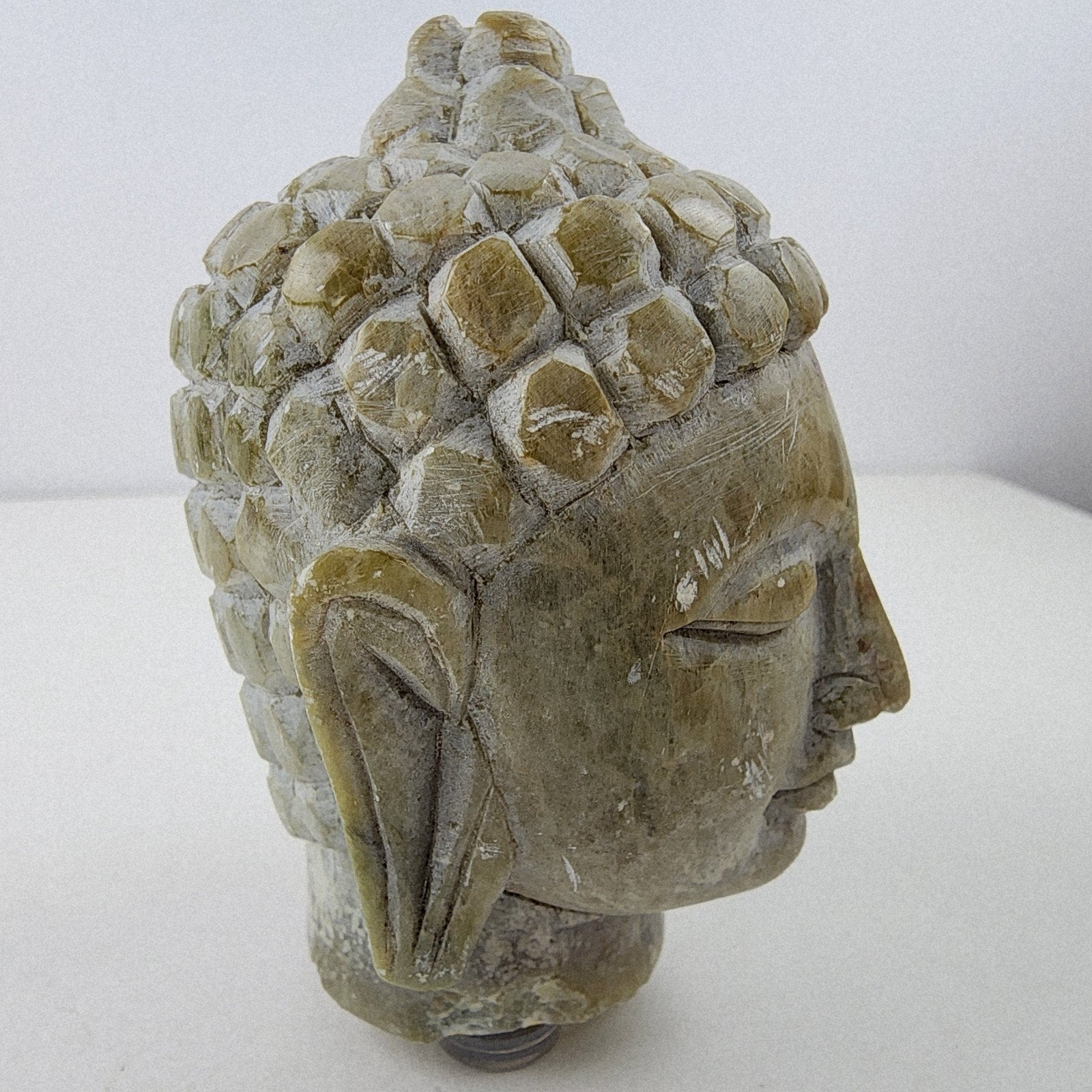 Soapstone Buddha Head Stone Carving India Vintage Tan Stone