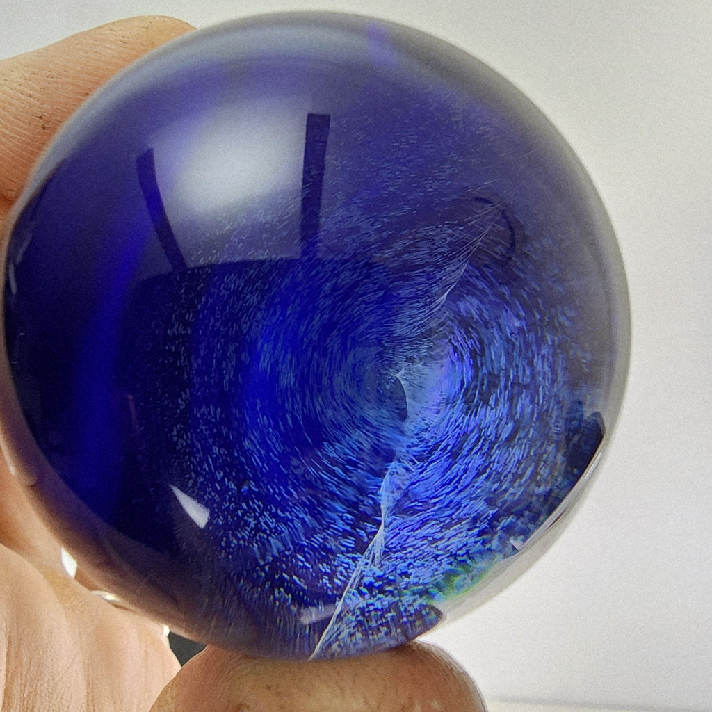 50mm Dichroic Blue Vortex Marble Borosilicate Handmade