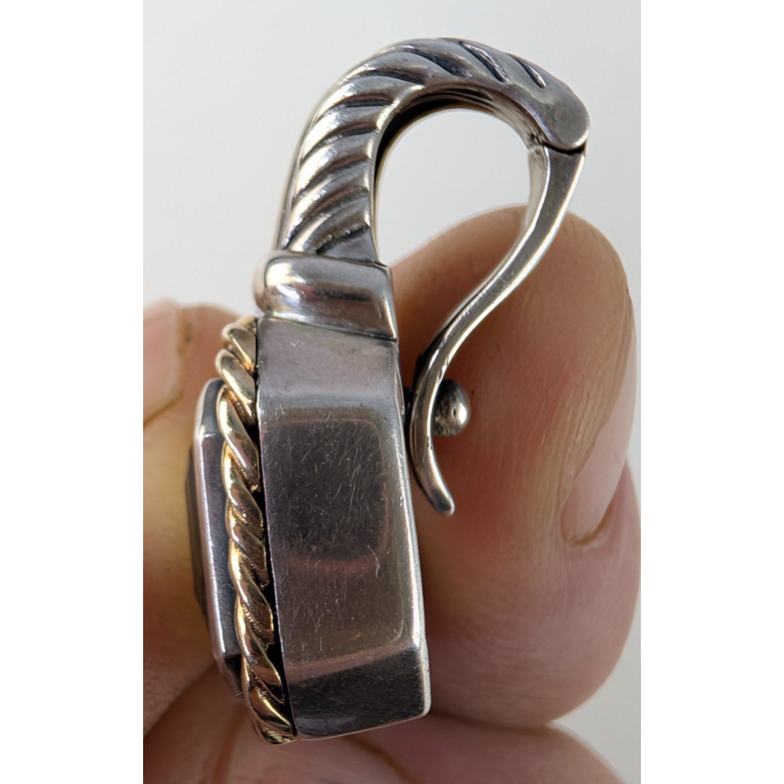 14K Yellow Gold Lemon Quartz Sterling Silver 925 Emerald Cut Vintage 5ct Pendant