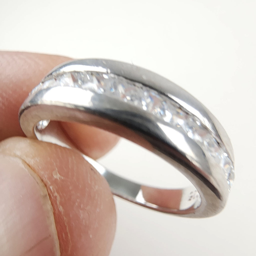 Channel Set CZ Ring Size 7 1/2 Sterling Silver 925 Vintage