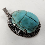 Steatite Egyptian Scarab Beetle Sterling Silver 925 Faience Pendant