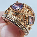 Textured Amethyst Band Ring Size 7 Sterling Silver 925